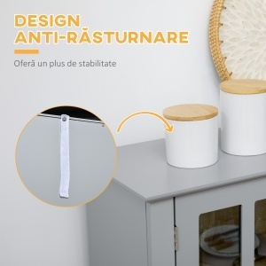 Bufet pentru Bucatarie, Mobilier din MDF, Dulap de Bucatarie in Stil Clasic, Gri, 68x39.5x170 cm - Img 7