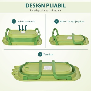 Cadita de Baie Plianta pentru Copii 0-3 Ani cu Perna Verde - Img 6