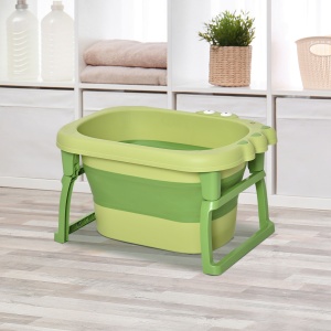 Cadita pentru baita pentru nou-nascuti si copii cu varsta intre 0-6 ani, din plastic antiderapant, verde, 75.3x55.4x43cm - Img 2