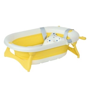 Cadita pentru baita pliabila pentru copii 0-3 ani cu indicator de temperatura si pernuta, 81.5x50.5x23.5 cm, alb - Img 1