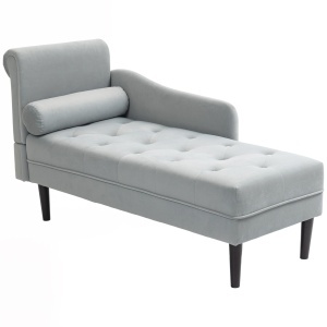 Canapea Chaise Longue cu tapițerie cu efect de catifea, gri
