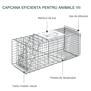 Capcana pentru animale , 66 x 24 x 30,5 cm Cusca umana pentru rozatoare pentru iepuri, veverite, nurci, vole, argintie - Img 6