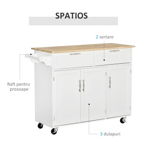 Carucior Bucatarie Multifunctional cu Sertare & Usi, 121×46×91 cm - Img 4