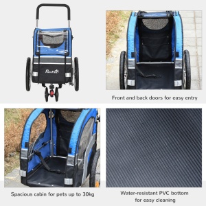 carucior caini, prindere bicicleta,130x58x94cm, albastru - Img 6