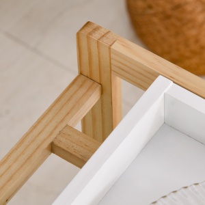 Carucior de bucatarie cu 4 nivele din MDF si lemn de pin cu 4 roti pivotante, 40x30x76 cm, alb si maro - Img 8