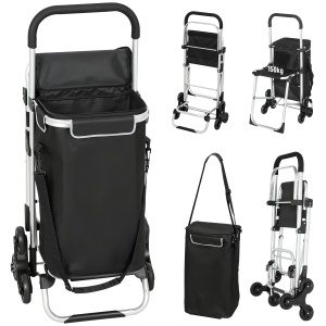 Cărucior de Cumpărături cu Geantă Impermeabilă de 40L, 46x59.5x97 cm, Negru și Argintiu