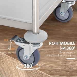 Carucior Pentru Bauturi Racoritoare de Bucatarie 2 Rafturi in Otel Inox 71x41x81cm - Img 5