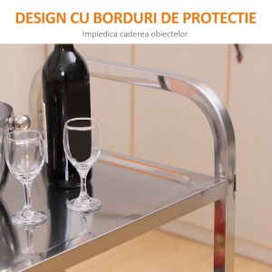 Carucior Pentru Bucatarie 3 Rafturi in Otel Inox 85x45x90cm - Img 6