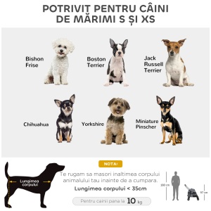 Cărucior Pliabil pentru Câini cu Acoperiș Reglabil, Geantă și 2 Lese, 82x47x97 cm, Gri - Img 4