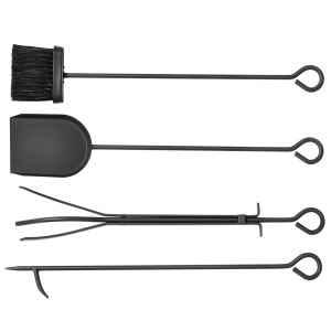 Caseta pentru Lemne cu Set Unelte pentru Semineu in Otel Negru 40 x 30 x 74.5 cm - Img 9