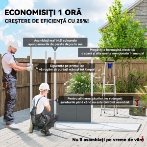 Căsuță de Grădină din Rășină cu Podea, 2 Uși Blocabile, Fereastră, 2,4 x 1,3 m, Gri - Img 4