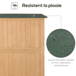 Casuta pentru gradina din lemn de brad, cu rafturi 127.5x50x164 - Img 5