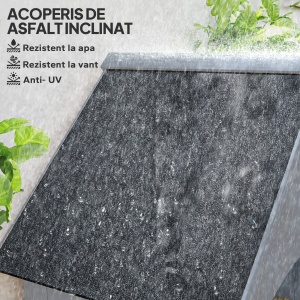 Căsuță pentru Unelte din Lemn cu 3 Rafturi cu Acoperiș Impermeabil din Bitum, 77.5x54.2x179.5 cm, Gri - Img 4