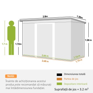 casuta pentru unelte gradina, 277x130x173cm, verde - Img 3