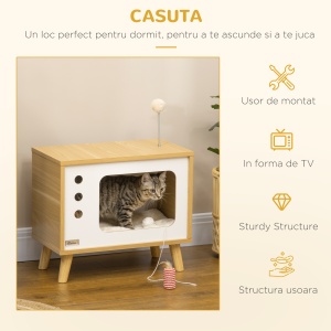 Casuta Pisici – Pat & Noptiera cu Jucarie Inclusa - Img 7