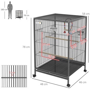 Colivie pentru Pasari – 48×46×74 cm cu Suport Rulant - Img 3