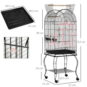 Colivie pentru Pasari si Papagali – Negru 51×51×153 cm cu Roti - Img 3