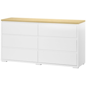 Comoda 6 Sertare 140×37×75 cm Alb/Natur - Img 1