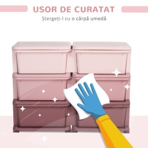 Comodă 6 Sertare pentru Copii cu Margini Rotunjite din PP Roz - Img 6