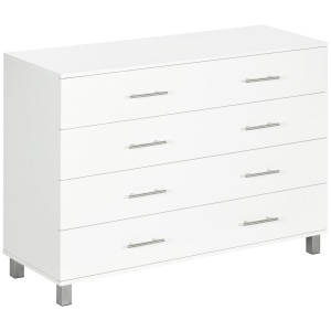 Comoda Alba 112×38,2×81 cm – 4 Sertare cu Detalii Metalice - Img 1