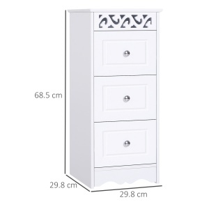 Comoda Baie Lemn Alb – Decor Floral Sculptat 30×30×68.5 cm - Img 3