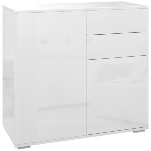 Comoda cu 2 dulapuri si 2 sertare, 79x36x74cm, alb lucios - Img 1