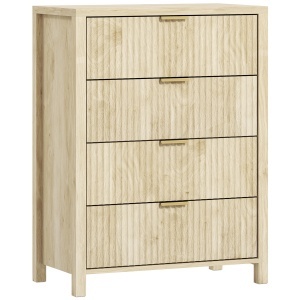Comodă cu 4 Sertare Canelate și Mânere Aurii 70x38x93 cm Lemn - Img 1