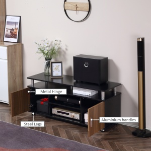 Comodă cu Suport TV cu Dulap și Etajere, Dulăpior pentru Salon și Sufragerie, 120x40x52.2 cm, Negru - Img 5