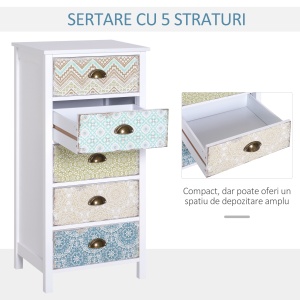 Comoda Dulapior Vintage cu 5 Sertare Fantezie, 46x34x97.5cm - Img 4