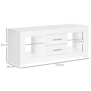 Comoda TV cu LED RGB – 55”, Etajere Sticla & Telecomanda, 12 Culori, 10W - Img 3