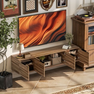 Comodă TV de până la 65" Stil Industrial cu 3 Dulapuri, Maro - Img 8