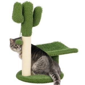 Copac in Forma de Cactus pentru Pisici de Interior Turn pentru Pisici cu Stalpi de Zgariat Pat pentru Pisici Minge de Jucarie Verde accesorii animale feline sala de gimnastica pisoi lounge mobila sufragerie - Img 1
