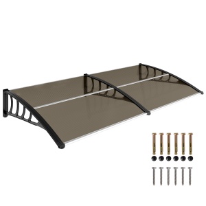 Copertina de exterior pentru ferestre si usi, din policarbonat si aluminiu, 200x96x27cm – maro - Img 1