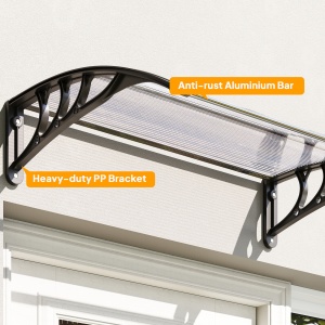 Copertină de Exterior pentru Uși și Ferestre 75x100 cm, Protecție Solară și împotriva Ploii, cu Suport din Aluminiu, Transparentă - Img 8
