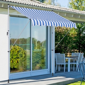 Copertina pentru soare pentru exterior tip rulou cu manivela, inaltime si unghi reglabil, 200x150cm, albastru - Img 2