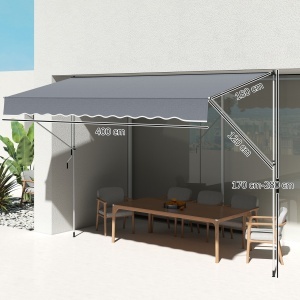 Copertină Retractabilă cu Braț Pliabil, 400x120 cm, Gri Închis - Img 3