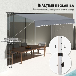 Copertină Retractabilă cu Braț Pliabil, 400x120 cm, Gri Închis - Img 7