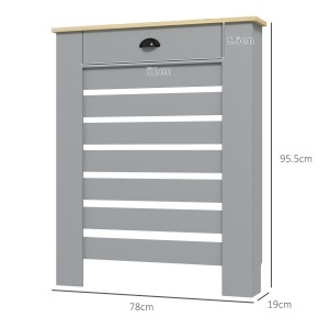 Copertură pentru Calorifer din MDF cu Sertar, 78x19x95.5 cm, Gri - Img 3