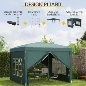 Cort impermeabil 3x3 m pentru gradina, din Oxford, Verde - Img 4