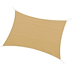 Cort Parasolar Dreptunghiular pentru Exterior cu Protecție UV Respirabil cu Frânghii de Fixare, 3x4 m, Bej - Img 1