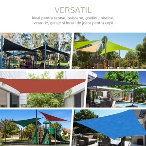 Cort Parasolar Triunghiular, Alb Crem, 3x3x3m - Img 9