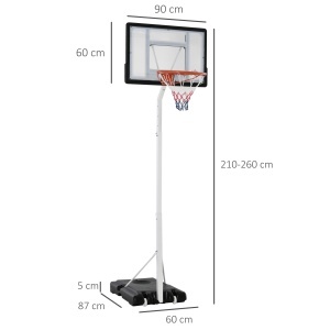 Cos Baschet Reglabil – 210-260 cm, cu Panou PVC & Roti - Img 3