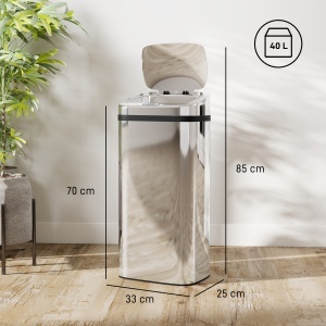 Coș de Gunoi Automat de 40L cu Senzor, Structură din Oțel, 33x25x70 cm, Argintiu - Img 3