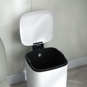 Coș de Gunoi de 12L cu Pedală, Închidere Silențioasă, din Metal și Plastic PP, 24,5x32x34,5 cm, Alb - Img 9