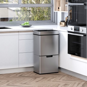 Cos Gunoi Inteligent 72 L – Inox, 3 Compartimente & Senzor - Img 2