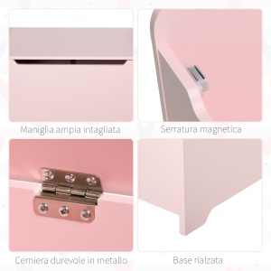 Cufar Jucarii din Lemn cu Capac Amortizat 60x40x48cm - Img 8