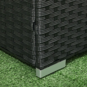 Cufar pentru Gradina din Ratan si Otel, Lada pentru Exterior cu Capac 95x60x58cm, Negru - Img 7