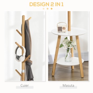 Cuier cu Masuta – MDF, Bambus & Aluminiu 171 cm - Img 5