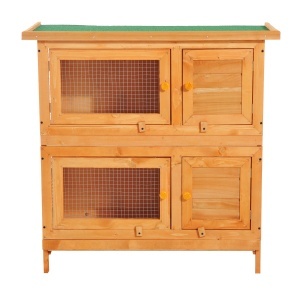 cusca de exterior pentru iepuri, lemn brad 90x45x90cm - Img 8