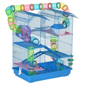 Cusca Hamsteri 5 Etaje – Albastra cu Accesorii Incluse - Img 1